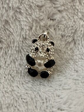 Crystal Panda Pendant Necklace Charm in Black and Silver